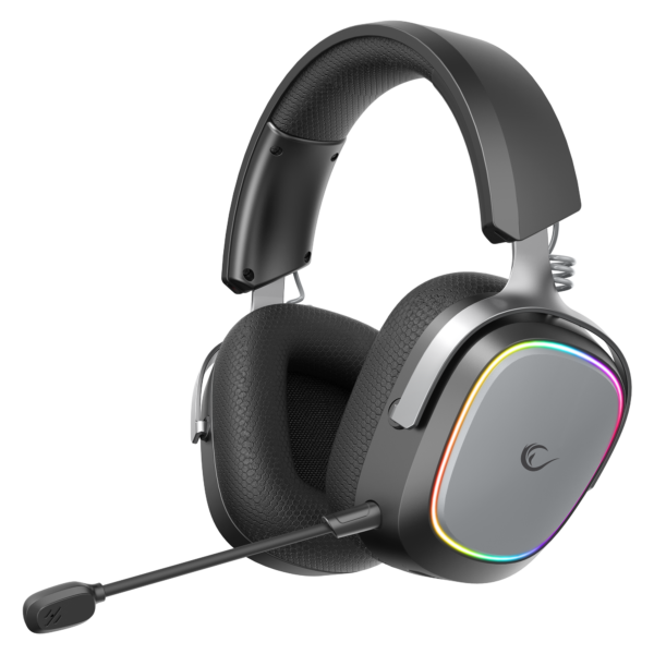 Retsu 2.4G+ Bluetooth Fabric and Leather Protein Earpad Gaming Headset with Microphone – Black/Gray